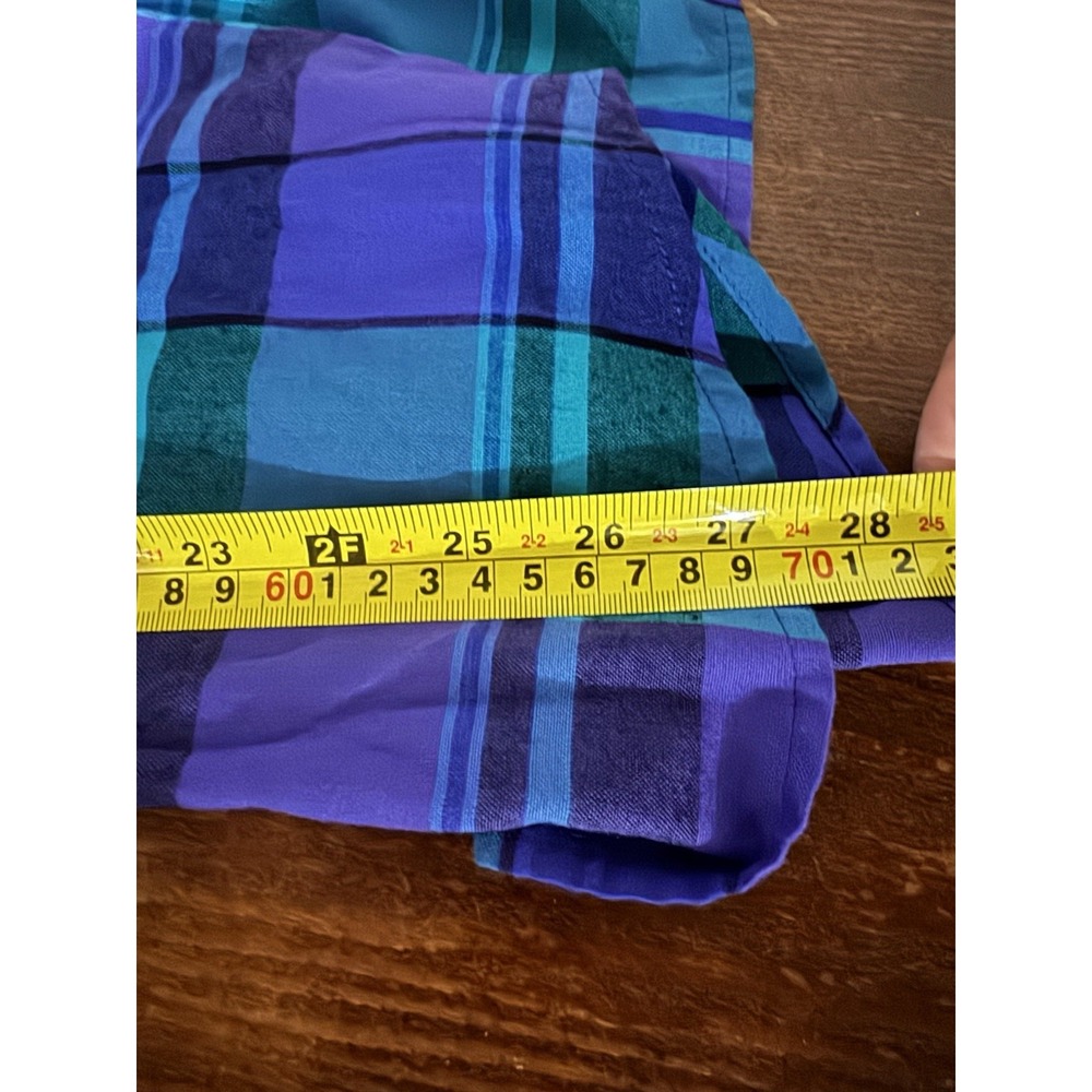 Chico's Design Button Up Shirt Women's Sz 2 Purple Plaid 90s Grunge Whimsigoth - Picture 8 of 9